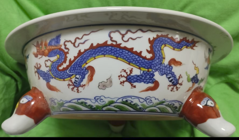 宣德年制《五彩龙纹三足炉》-嘉诚艺术