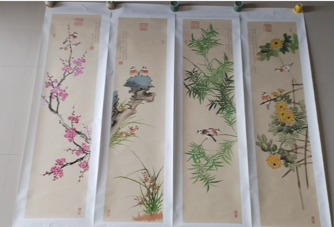 张巨富《梅兰竹菊》四条屏-嘉诚艺术