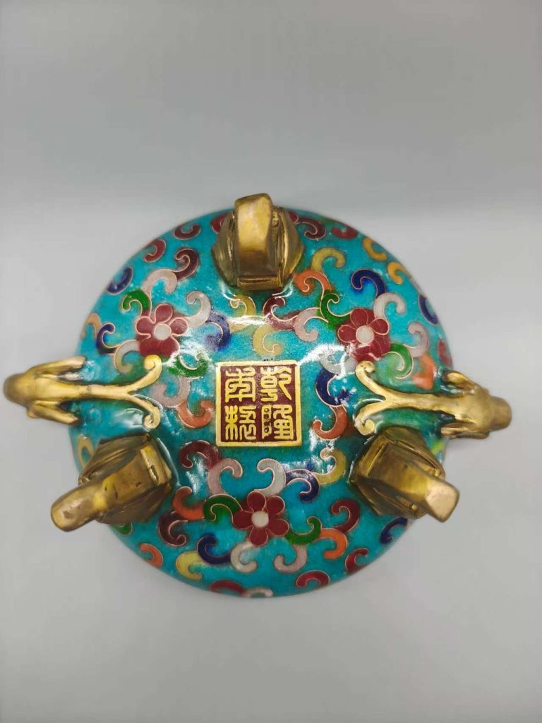 图片[2]-乾隆年制《景泰蓝掐丝双兽耳炉》-嘉诚艺术