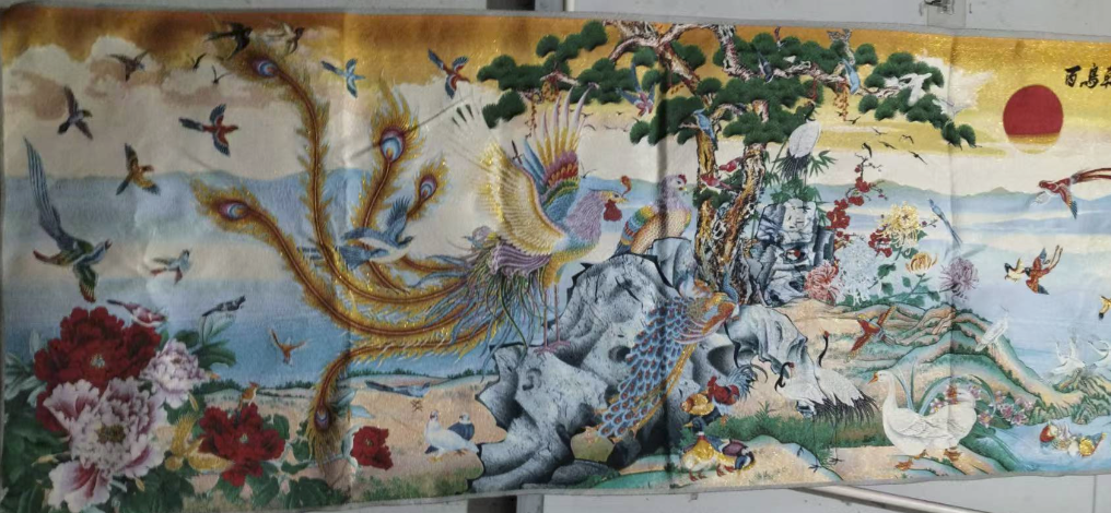 刺绣《百鸟朝凤》-嘉诚艺术