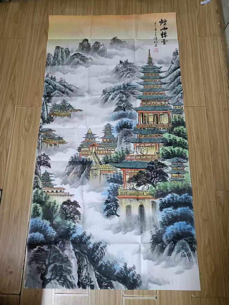 图片[1]-傅抱石《烟雨楼台》-嘉诚艺术