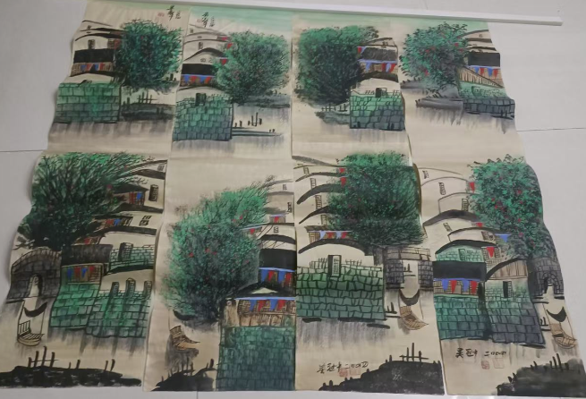 吴冠中《江南水乡》十二条屏-嘉诚艺术