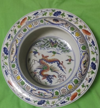 图片[1]-宣德年制《五彩龙纹三足炉》-嘉诚艺术