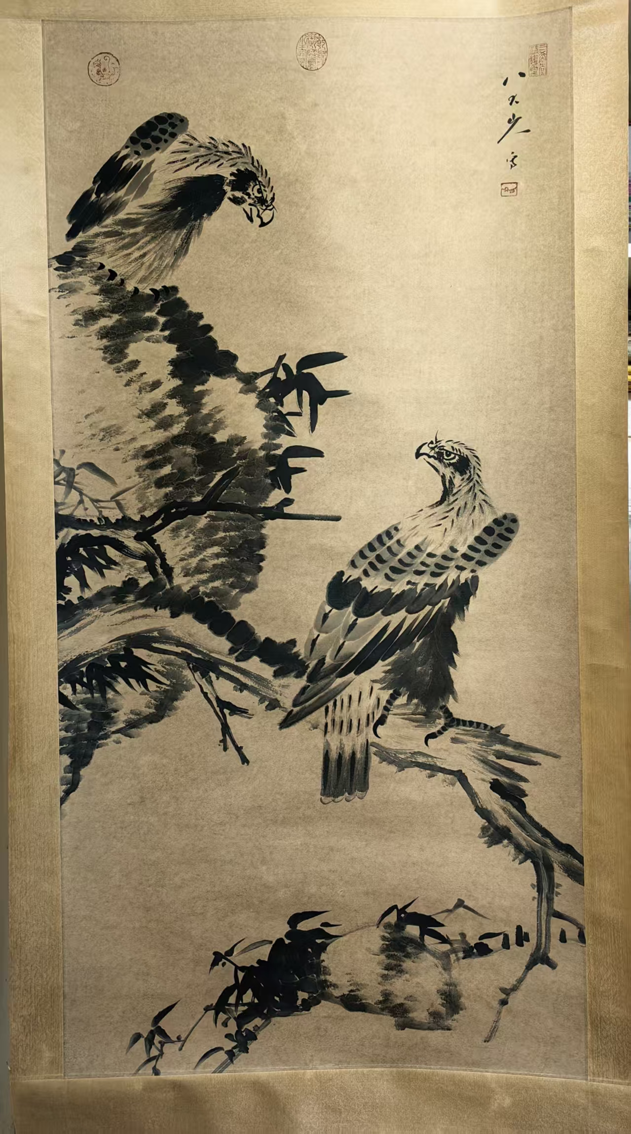 八大山人（朱耷）《枯木立鹰图》-嘉诚艺术