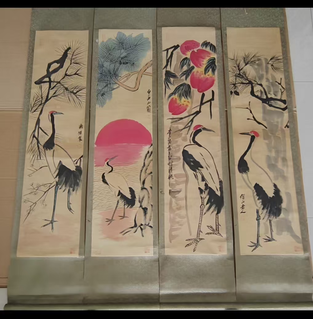 齐白石《延年益寿》四条屏-嘉诚艺术