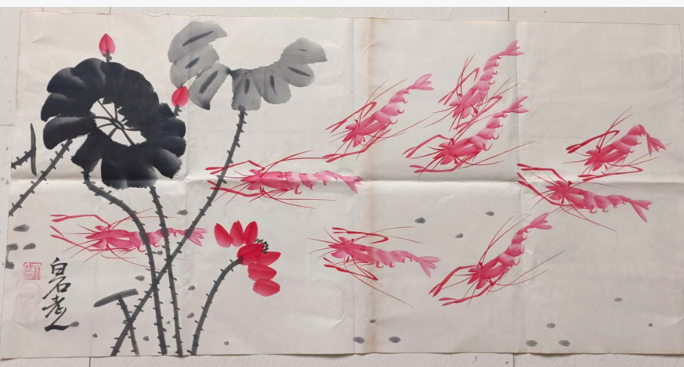 齐白石《虾荷图》-嘉诚艺术