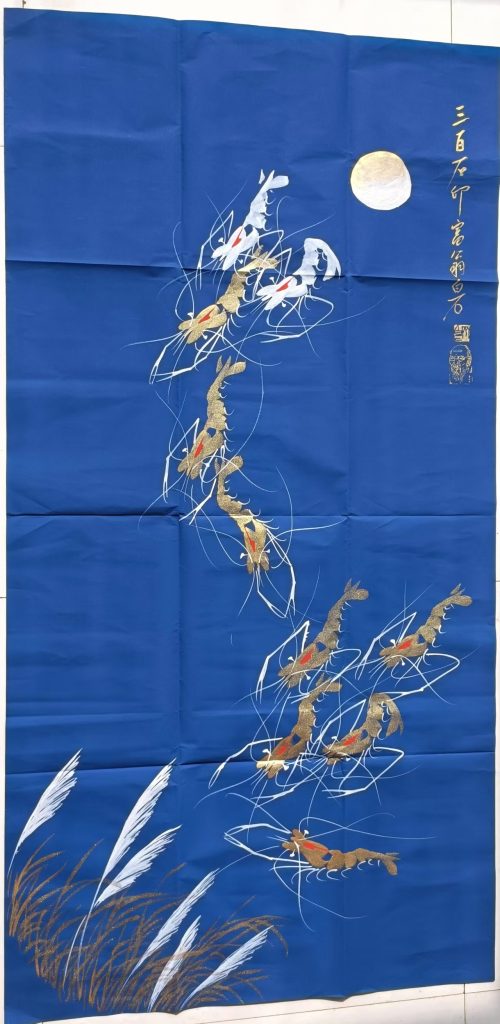 图片[1]-齐白石《金墨虾趣图》-嘉诚艺术