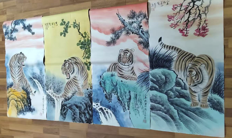 张善孖《虎虎生威》八条屏