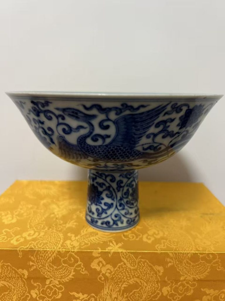 图片[1]-雍正年制《青花凤纹高足碗》-嘉诚艺术