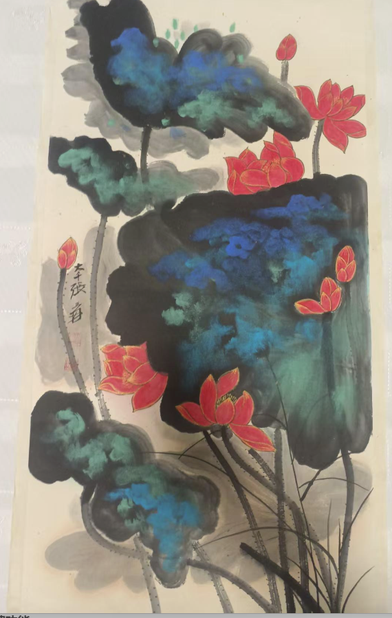 张大千《荷花图》-嘉诚艺术