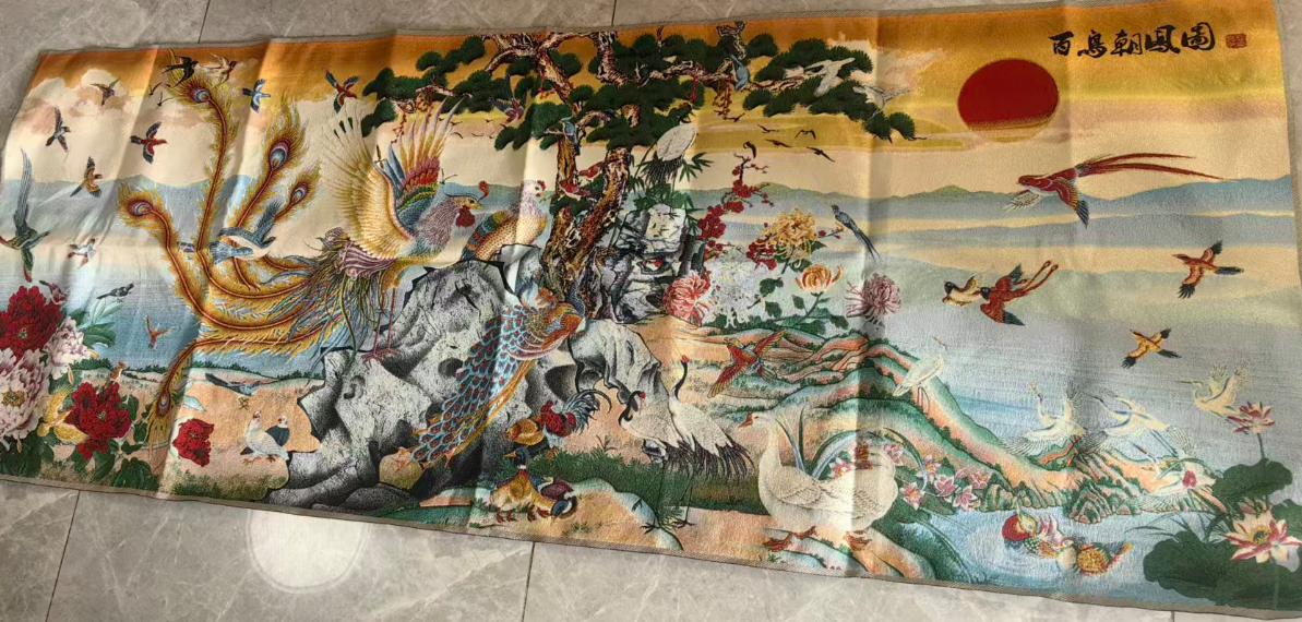 刺绣《百鸟朝凤图》-嘉诚艺术