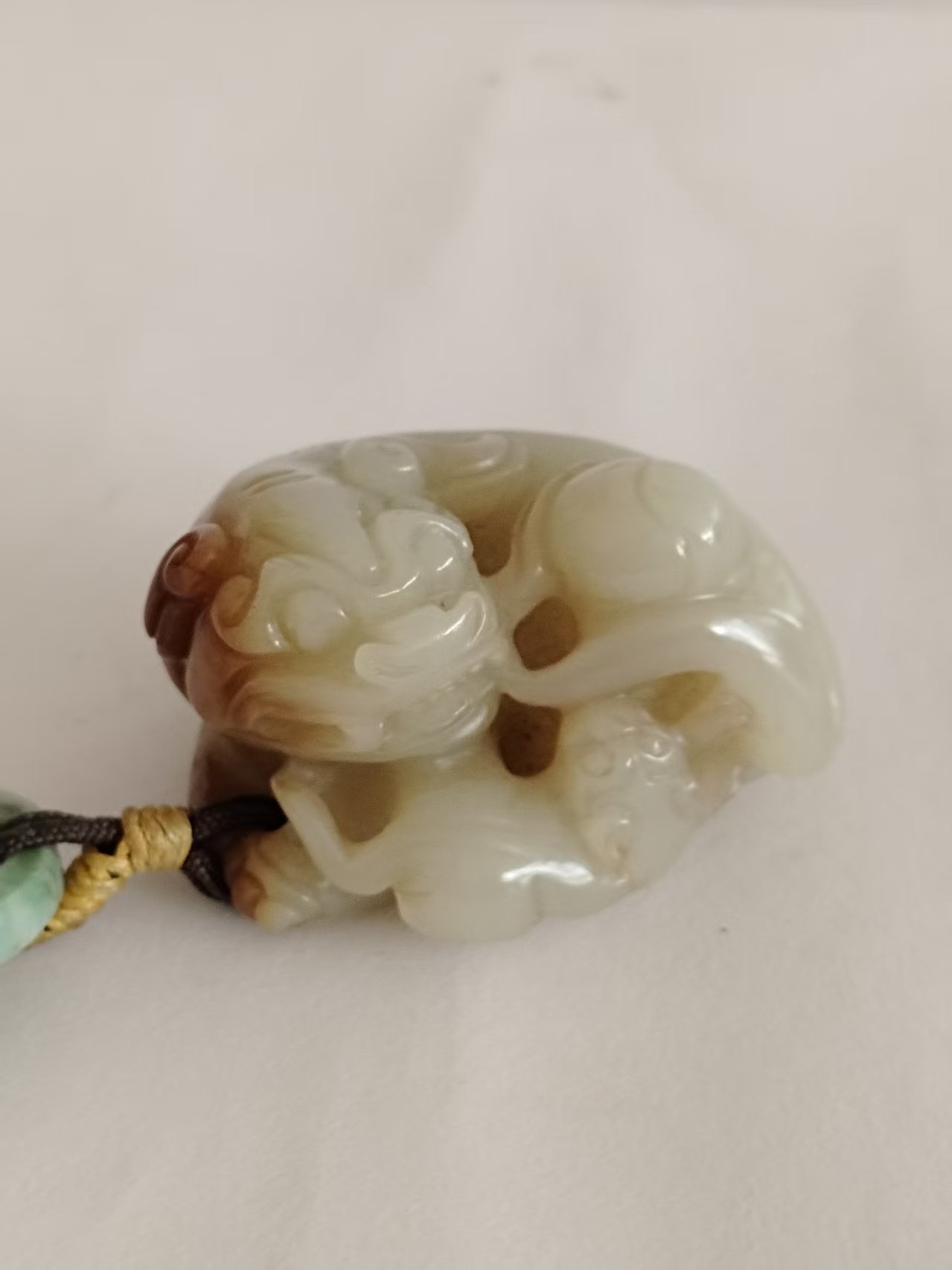 和田玉籽料《双貔貅手把件》-嘉诚艺术