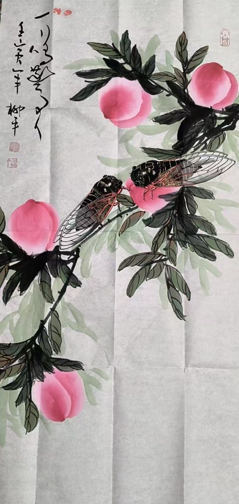 图片[1]-柳平《寿桃》-嘉诚艺术