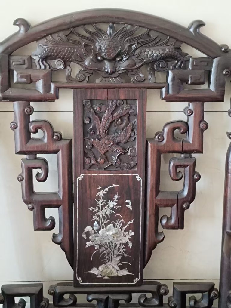 图片[5]-清《海南黄花梨紫油梨龙凤皇宫椅》一套-嘉诚艺术