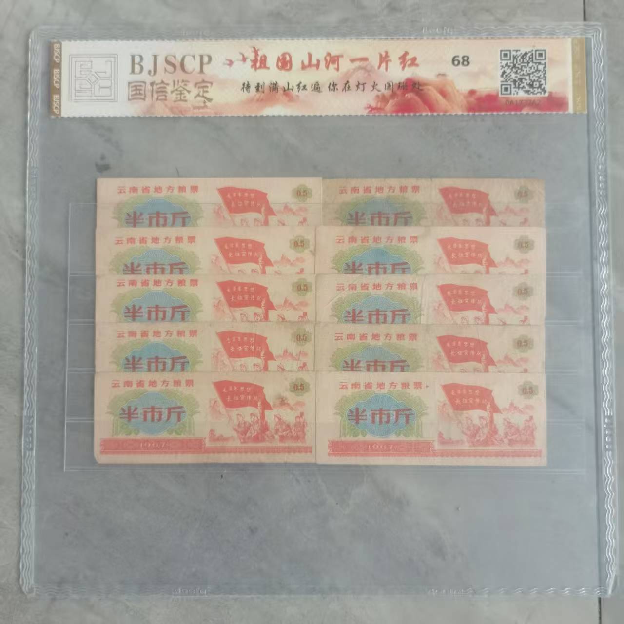 云南省地方粮票-半市斤《祖国山河一片红》十张-嘉诚艺术