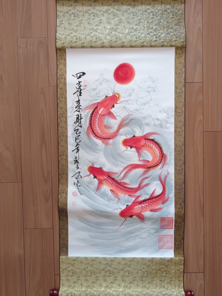 图片[1]-张文富《四喜来财》-嘉诚艺术