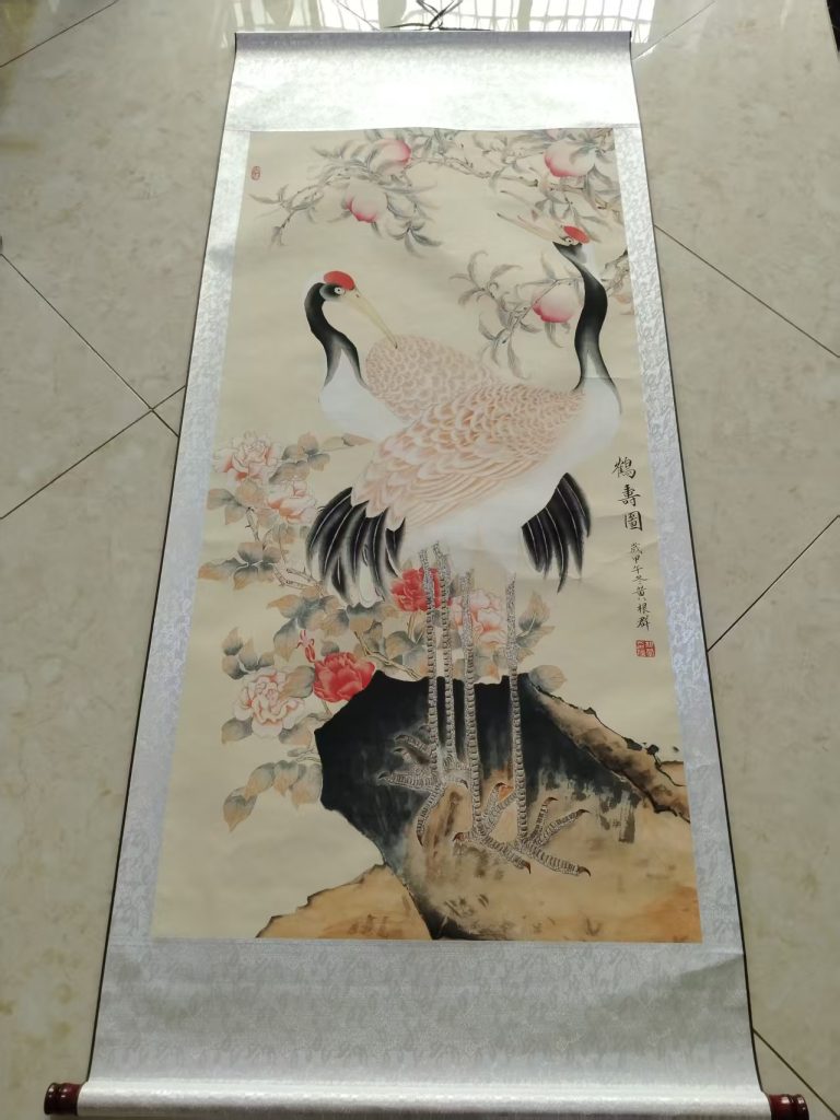 图片[1]-黄根群《鹤寿图》-嘉诚艺术