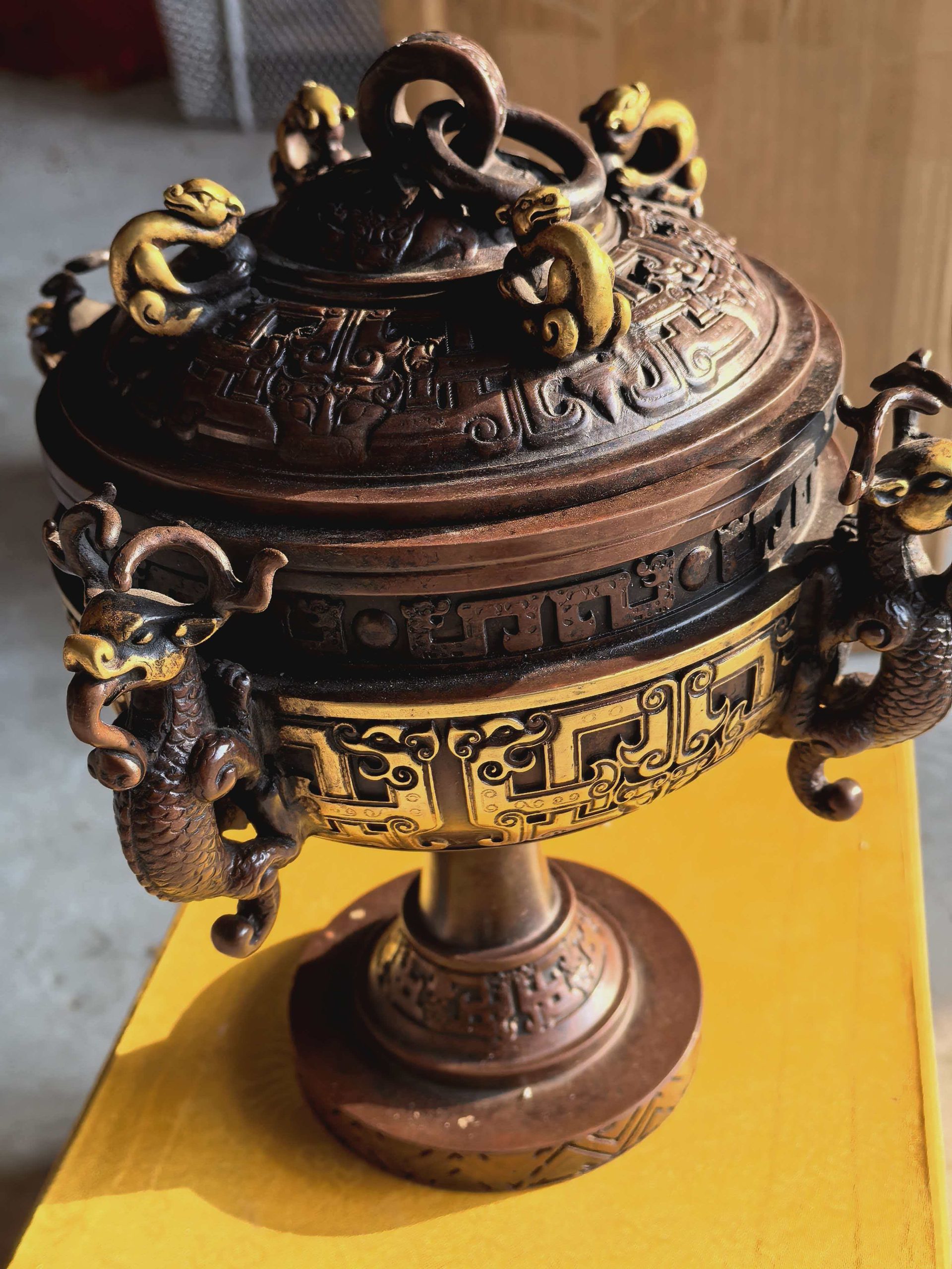 宣德年制《鎏金夔龙纹豆形熏炉》-嘉诚艺术