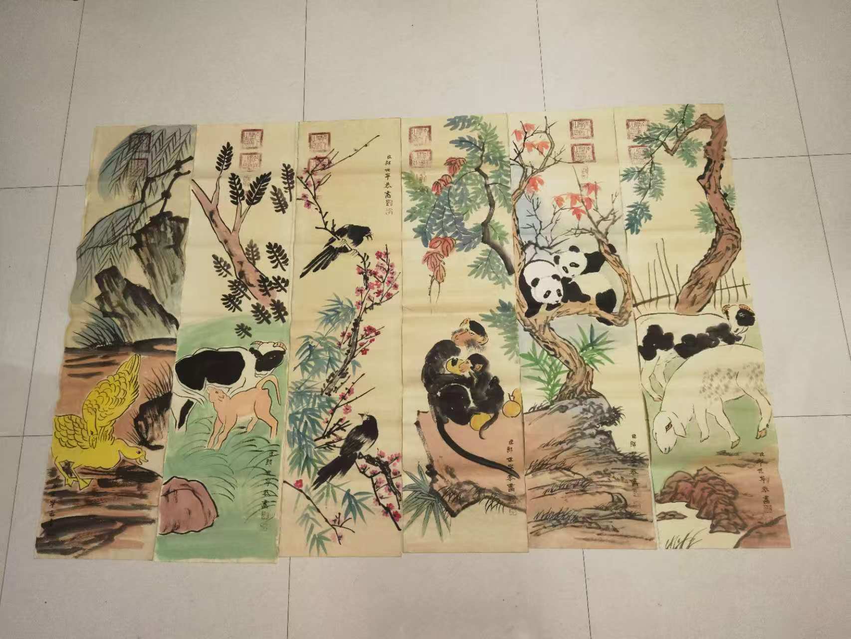 郎世宁《动物图》十二条屏