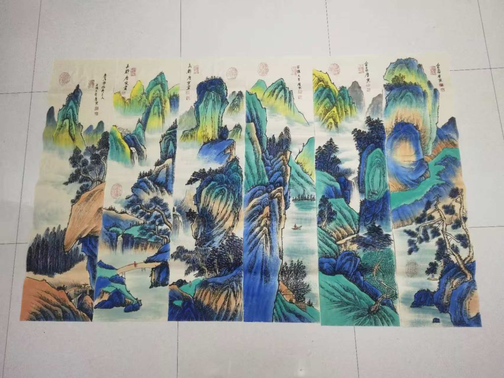 图片[2]-唐寅《山水画》十二条屏-嘉诚艺术