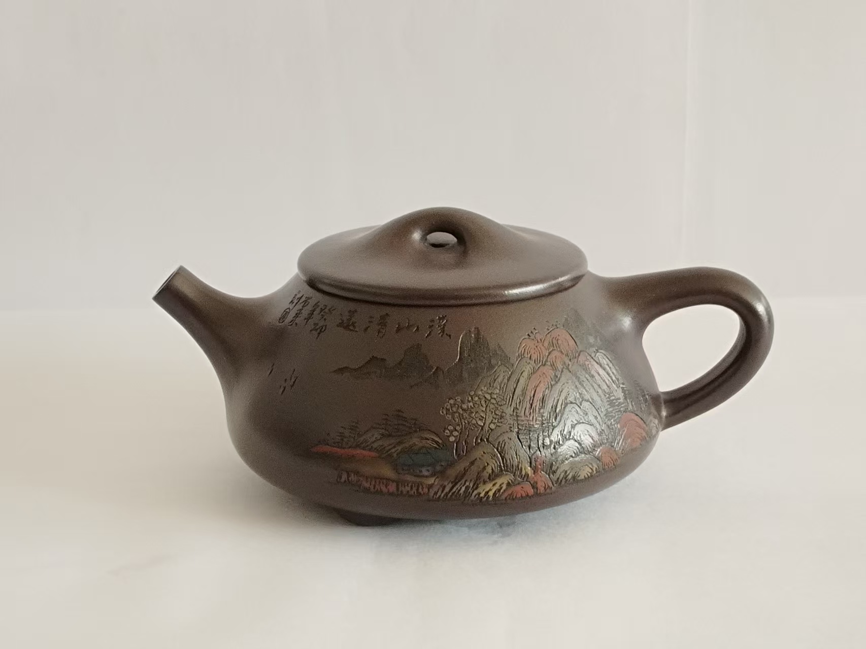 华大龙《溪山清远图汉棠石瓢紫砂壶》-嘉诚艺术