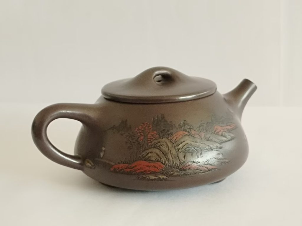 图片[2]-华大龙《溪山清远图汉棠石瓢紫砂壶》-嘉诚艺术