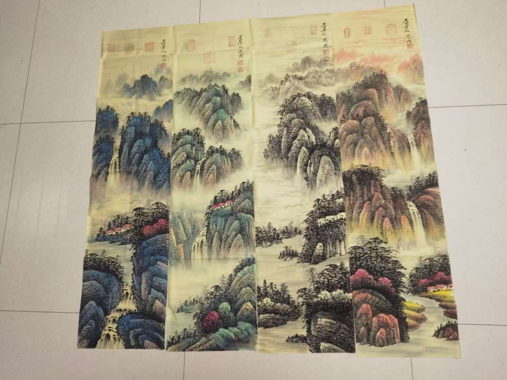 图片[1]-沈周《山水画》四条屏-嘉诚艺术