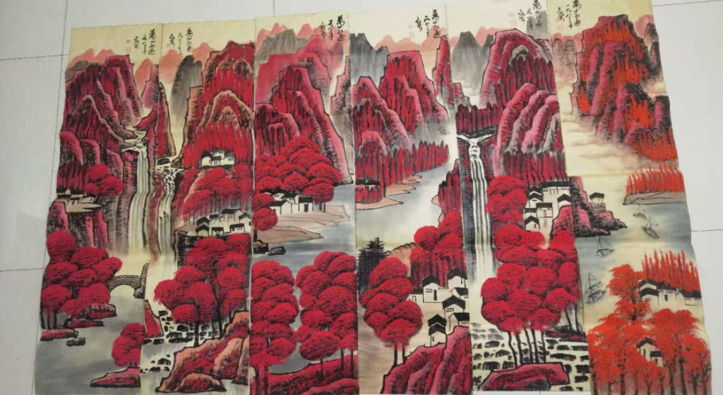 图片[1]-李可染《万山红遍》十二条屏-嘉诚艺术