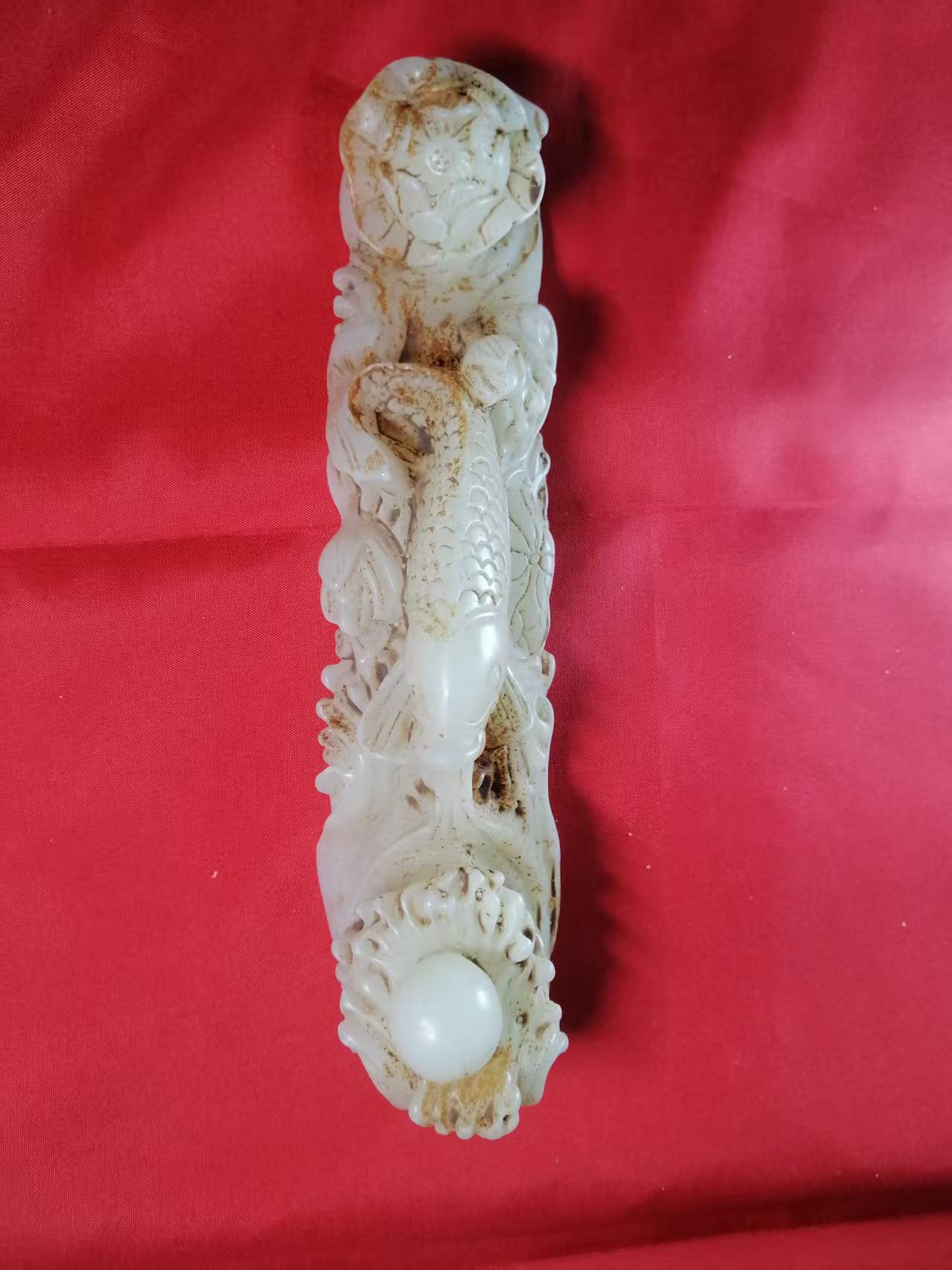 和田玉《连年有余如意摆件》