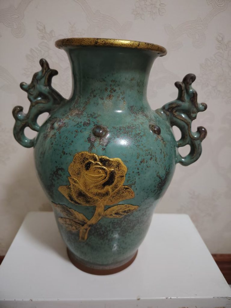 图片[1]-徽宗政和《炉钧釉描金花卉纹螭龙耳尊》-嘉诚艺术