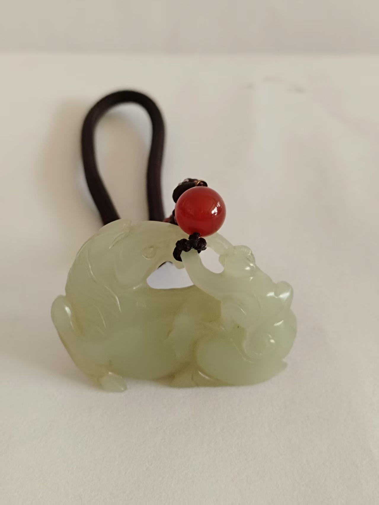 和田青白玉马上封候挂件-嘉诚艺术