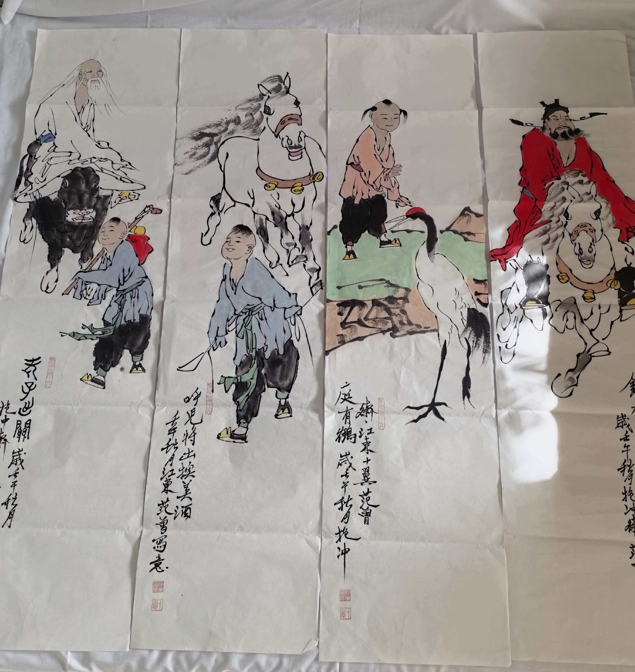 范曾《人物图》四条屏-嘉诚艺术