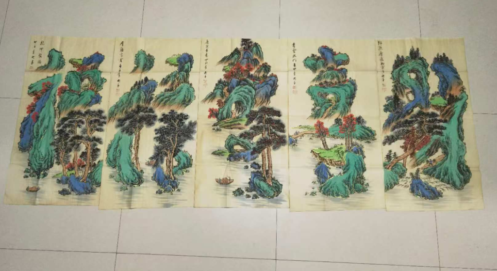 图片[1]-张大千《福禄寿喜财》五条屏-嘉诚艺术