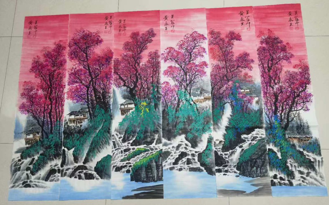 黄永玉.吴冠中《江南水乡图》十二条屏