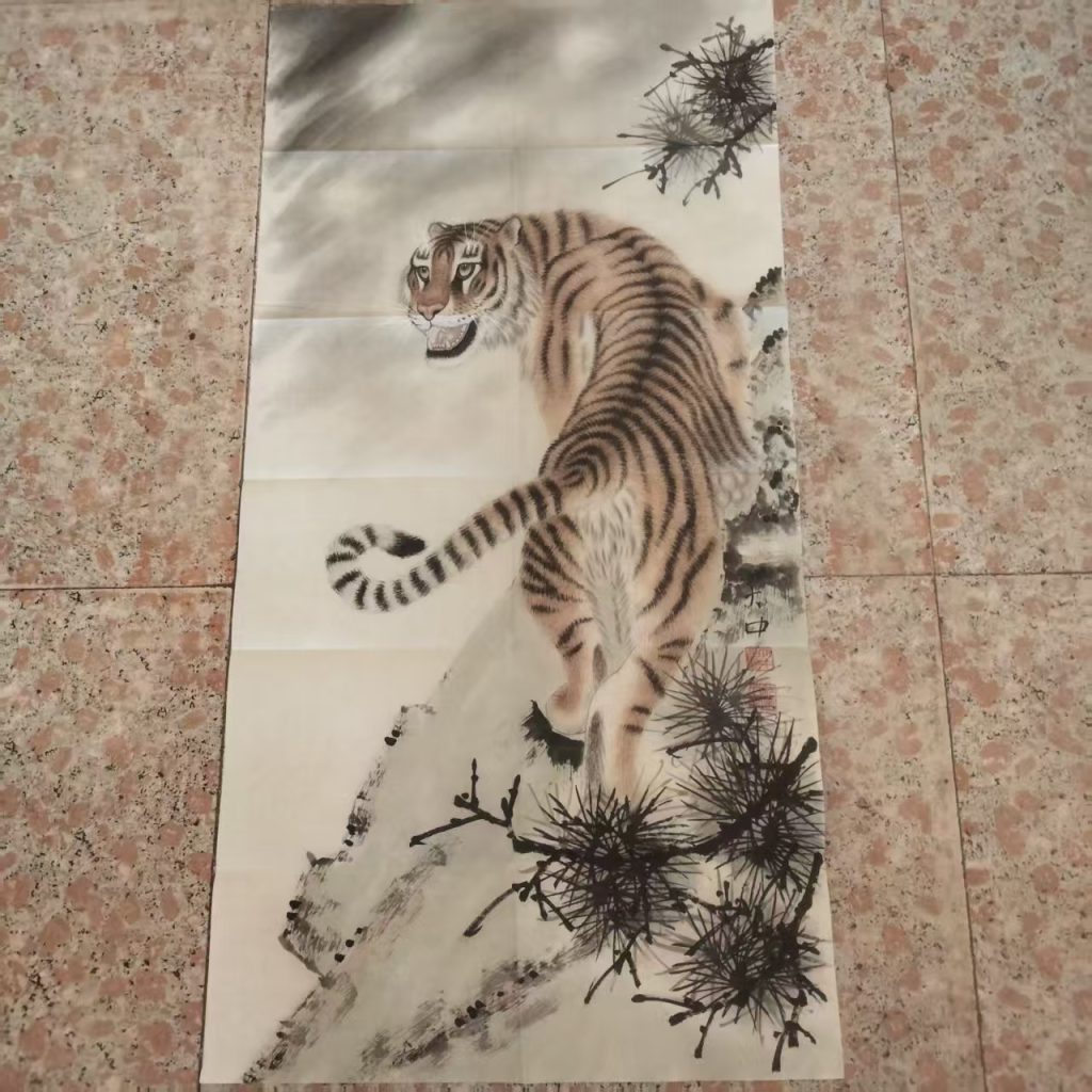 图片[1]-冯大中《猛虎回首图》-嘉诚艺术