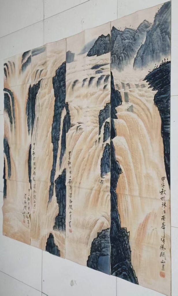 图片[1]-关山月《山水图》四条屏-嘉诚艺术