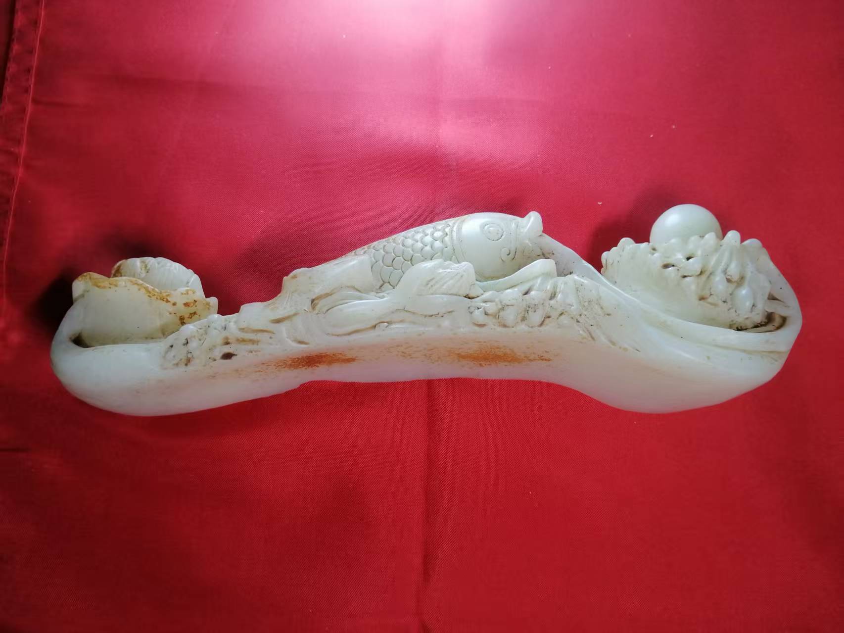 和田玉《连年有余如意摆件》-嘉诚艺术