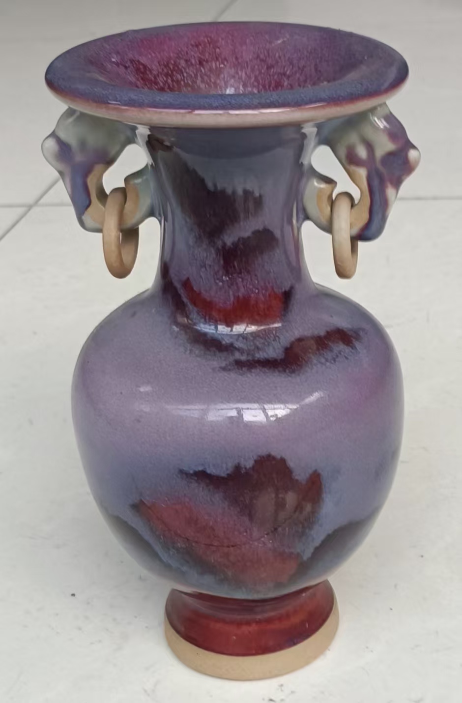 华豫钧窑《双耳环瓷釉瓶》-嘉诚艺术