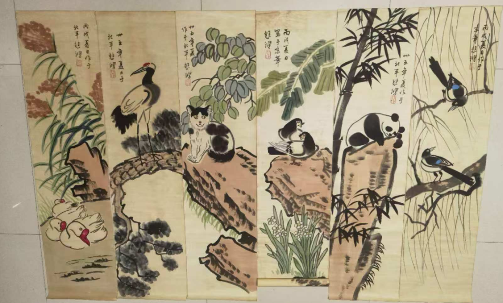 图片[1]-徐悲鸿《动物合集》十二 条屏-嘉诚艺术