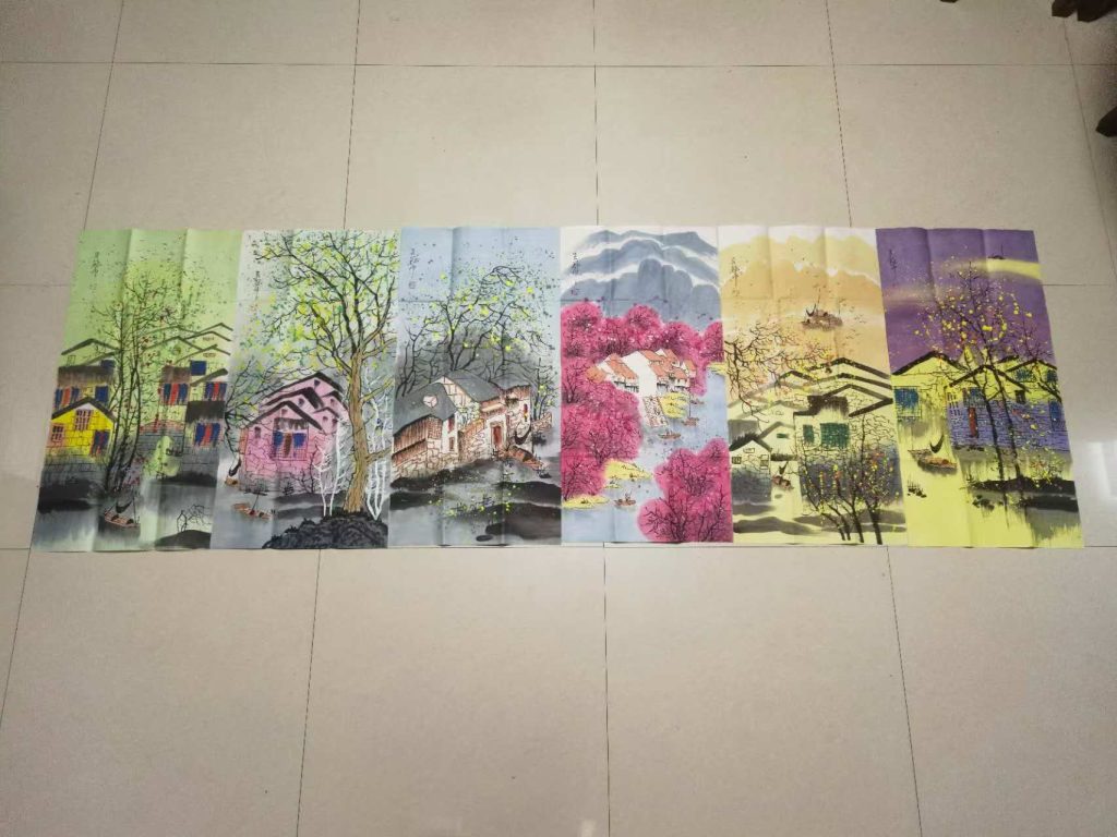 图片[1]-吴冠中《风景图》十二条屏-嘉诚艺术