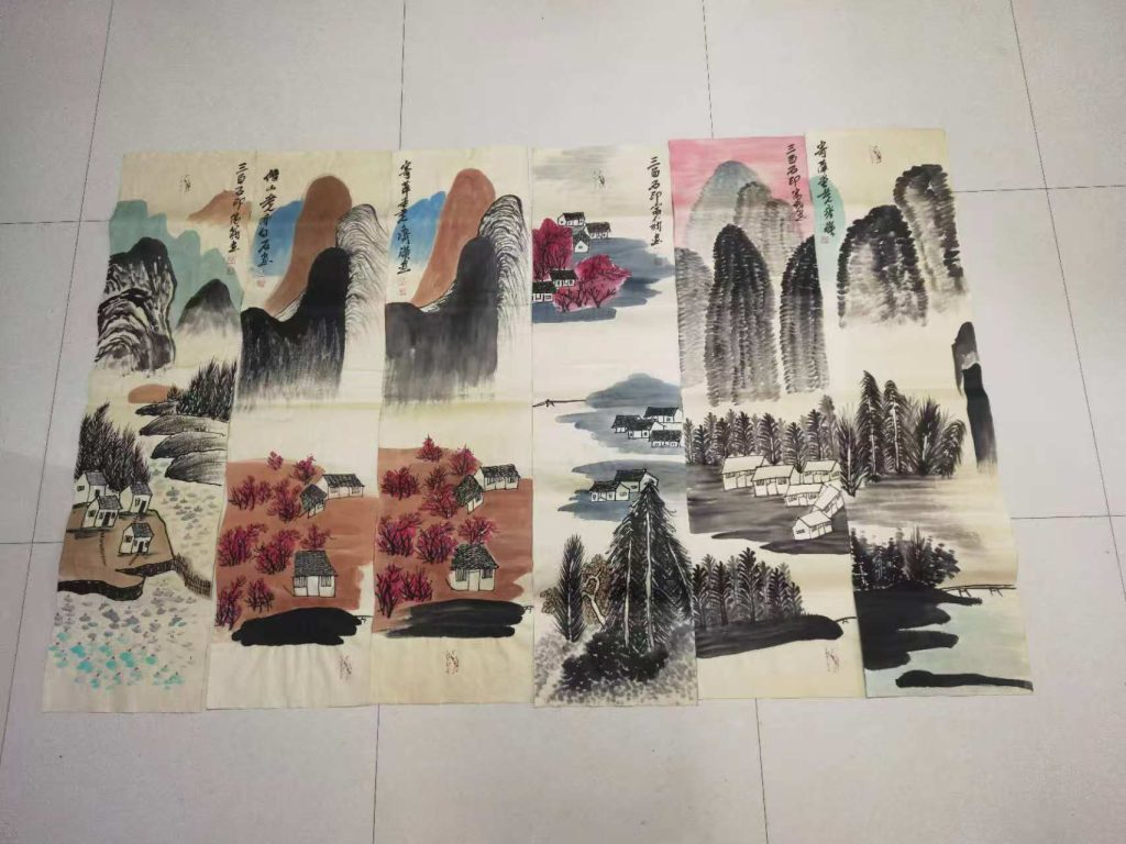 图片[2]-齐白石《山水图》十二条屏-嘉诚艺术