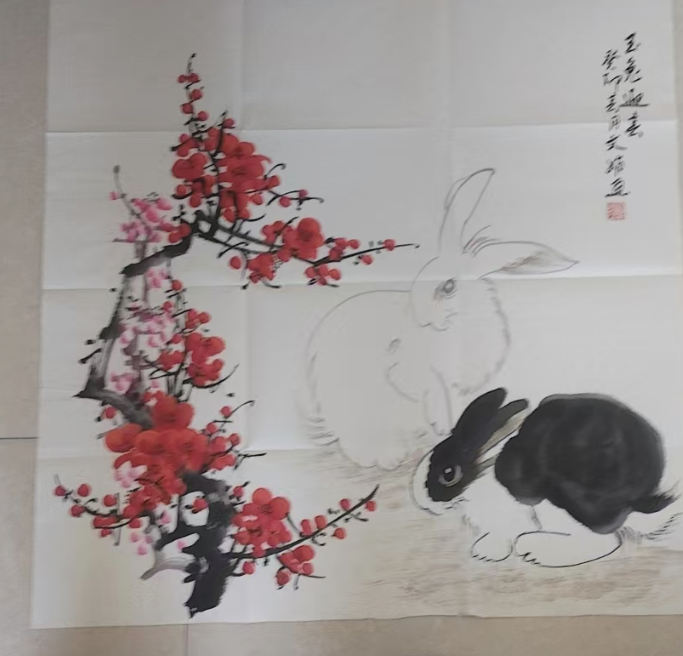 黄文娟《玉兔迎春》-嘉诚艺术