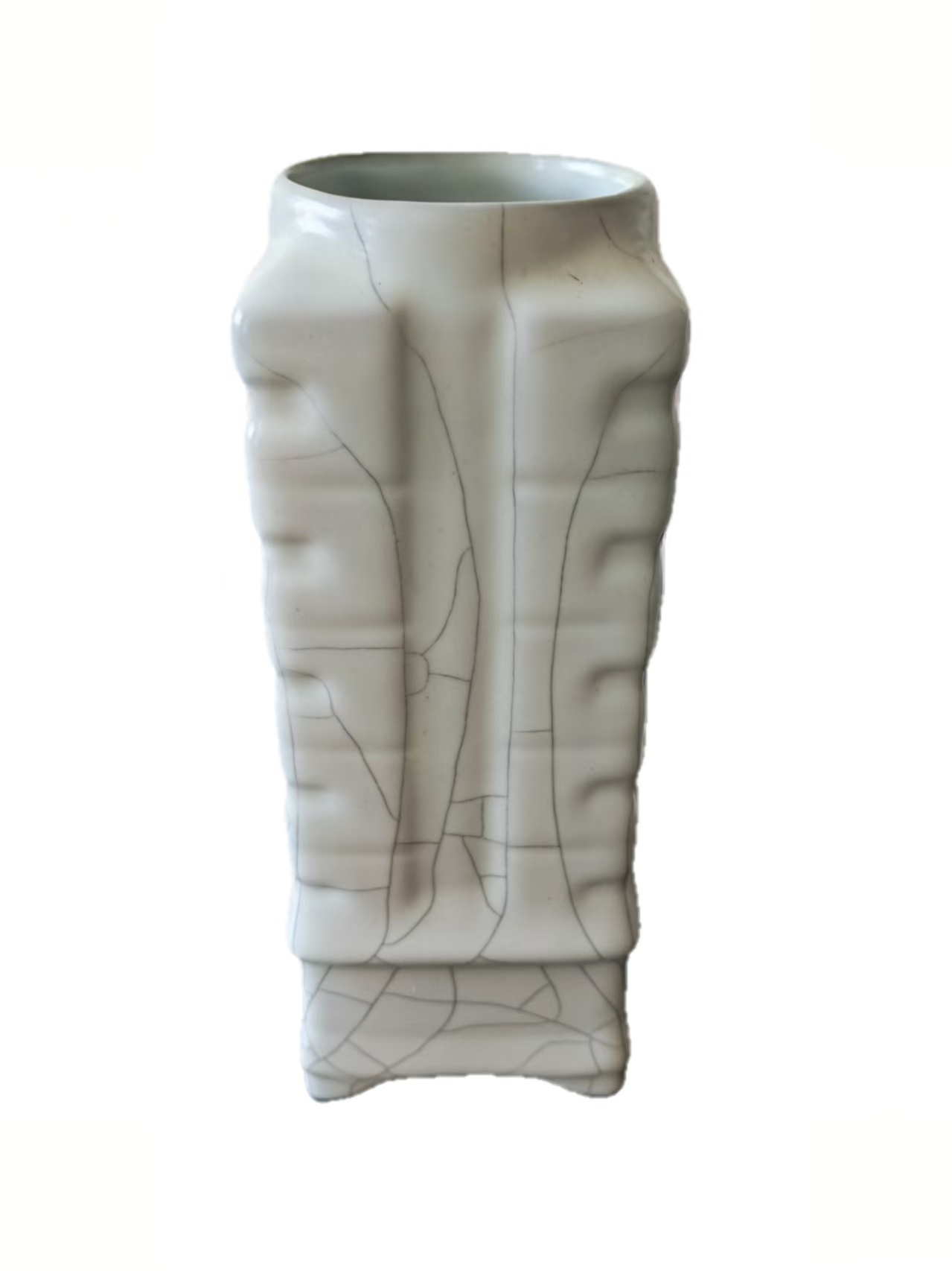 宋徽宗御制《哥窑釉四方琮式瓶》-嘉诚艺术